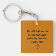 Psalm-37:7 Quadrat-einseitige Schlüsselkette Schlüsselring