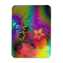 Psychadelic mit Blumen Flexibler Magnet