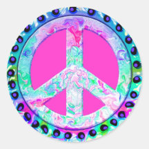Psychedelisches Friedenszeichen abstrakt Runder Sticker