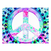 Psychedelisches Friedenszeichen abstrakt Ankündigungskarten