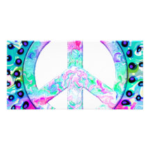 Psychedelisches Friedenszeichen abstrakt Photogrußkarten