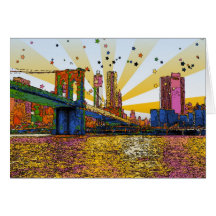 Psychedelisches New York City: Brooklyn-Brücke, WT Grußkarte