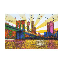 Psychedelisches New York City: Brooklyn-Brücke, WT Galerie Gefaltete Leinwand