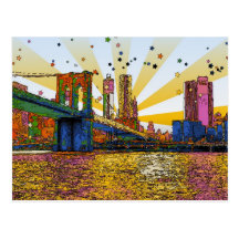 Psychedelisches New York City: Brooklyn-Brücke, WT Postkarten