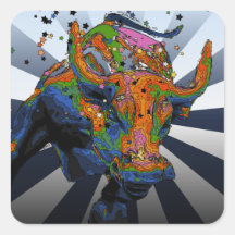 Psychedelisches NYC: Aufladenstier von Wall Street Sticker