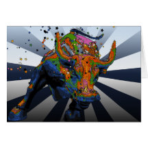 Psychedelisches NYC: Aufladenstier von Wall Street Karten