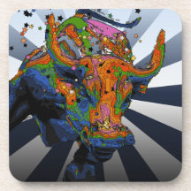 Psychedelisches NYC: Aufladenstier von Wall Street Untersetzer