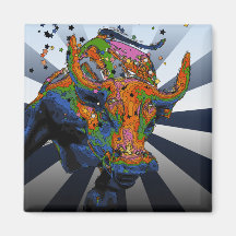 Psychedelisches NYC: Aufladenstier von Wall Street Magnets