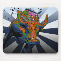 Psychedelisches NYC: Aufladenstier von Wall Street Mousepads