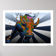 Psychedelisches NYC: Aufladenstier von Wall Street Poster