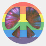 Psychedelisches Regenbogen-Friedenssymbol Stickers