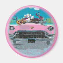 Pudel-rosa konvertierbarer Retro Druck-Magnet Magnets