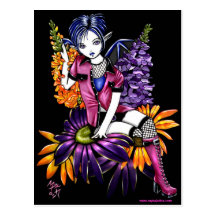 Punkelf-gotische Blumen-Feen-Fantasie-Postkarte