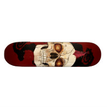 Punkrock-gotischer Schädel mit rotem Mohikaner Skateboard Deck