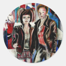 Punkrockmusikdruck, mit popart durch T J Conway Runder Aufkleber