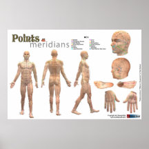 Punkte und Meridiane des Körpers - kommentiert Plakat