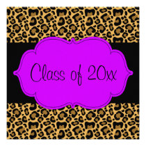 Purple Black Leopard Graduation Party Announcement einladungen