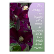Purple Clematis Happy Birthday Card