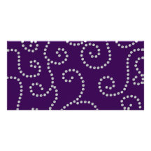 Purple diamonds swirls photo greeting card