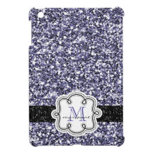 Purple Faux Glitter with Girly Monogram and Name Cover For The iPad Mini
