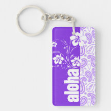 Purple Paisley; Aloha, Hibiscus Rectangle Acrylic Key Chains