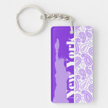 Purple Paisley; NYC, statue of liberty Acrylic Key Chains