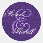 Purple Wedding Custom Monogram E or Any Initial 10 Sticker