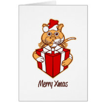 Pussy-Katze mit Weihnachtsgeschenk Grußkarten