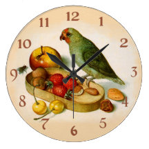 Pygmäenpapagei mit Frucht und Nüssen Uhr