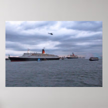 QE2 u. QM2 an NYC Posterdruck