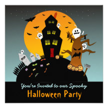 Quadratische Einladung Spuk Haus-Halloweens