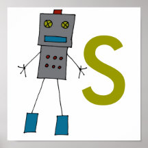 Quadratischer Bot Plakatdrucke
