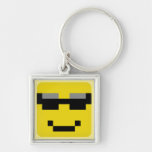 (quadratischer smiley cool schlüsselanhänger