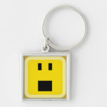 quadratischer smiley entsetzt schlüsselband