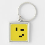 quadratischer smiley Wink Schlüsselanhänger