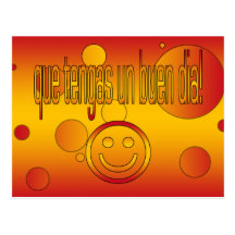 Que Tengas UNO Buen Día! Spanien-Flagge färbt Pop- Postkarte