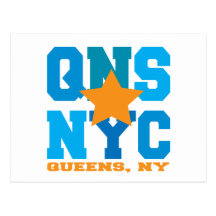 Queens, NY Blau-Postkarte