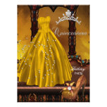 Quinceanera 15. Geburtstags-Party-Goldkleid Ankündigungskarte