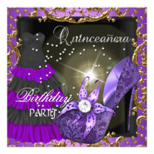 quinceanera 15. Geburtstags-Party-lila Kleiderklei Einladung
