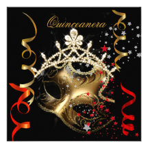 Quinceanera 15. Geburtstags-Party-rote schwarze Ma Ankündigungskarten