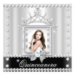Quinceanera 15. Geburtstags-Party Schwarz-weiß Personalisierte Einladung