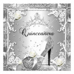 Quinceanera 15 Geburtstags-Party-Silber Ankündigungskarten