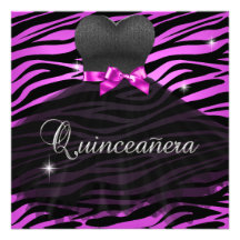 Quinceanera 15. Pinkschwarzes Zebra-Kleid Personalisierte Einladung