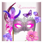 Quinceanera 15. weiße rosa lila Maske Ankündigungen