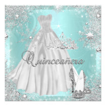 Quinceanera 15th Teal Silver Birthday Party einladungen