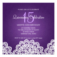 Quinceañera Feier-Party-Vintage Spitze lila Individuelle Ankündigungen