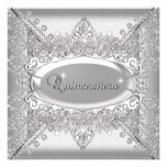 Quinceanera Geburtstags-Party-weißes Diamant-Silbe Personalisierte Einladungen
