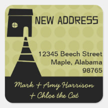 Quirky Fun New Address Avocado Square Stickers