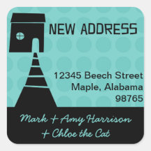 Quirky Fun New Address Turquoise Sticker