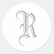 R Buchstabe-Monogramm-Aufkleber-graues altes Engli